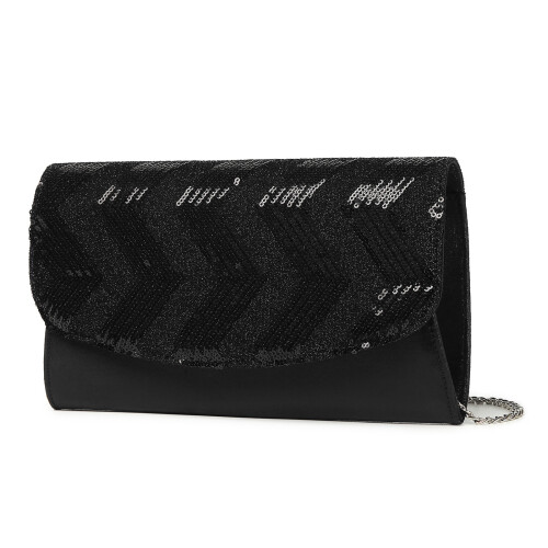 Miss Lulu (Black) MISS LULU Gorgeous Sequins Evening Clutch Bag Chain Shoulder Bag 2