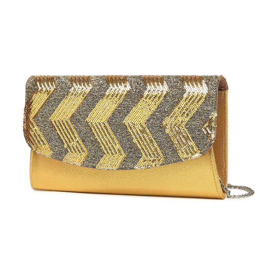 Miss Lulu (Gold) MISS LULU Gorgeous Sequins Evening Clutch Bag Chain Shoulder Bag 2