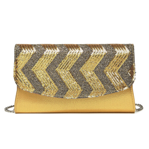 Miss Lulu (Gold) MISS LULU Gorgeous Sequins Evening Clutch Bag Chain Shoulder Bag