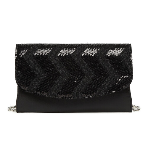 Miss Lulu (Black) MISS LULU Gorgeous Sequins Evening Clutch Bag Chain Shoulder Bag