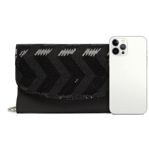 Miss Lulu (Black) MISS LULU Gorgeous Sequins Evening Clutch Bag Chain Shoulder Bag 1