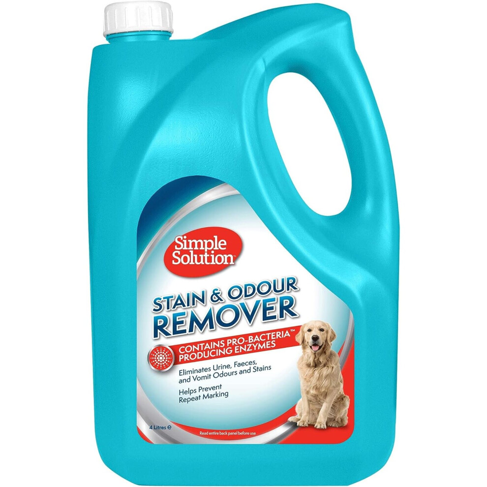 Simple Solution Dog Stain and Odour Remover | Enzymatic Cleaner with Pro-Bacteria Cleaning Power - 4 Litres