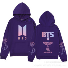 (L(170-175cm)) BTS Sweatshirt Threaded Drawstring Hoodie-Purple