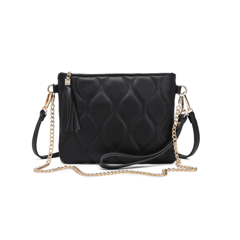 (Black) MISS LULU Small PU Leather Soft Crossbody Bag