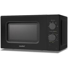 COMFEE' 700W 20L Black Microwave Oven With 5 Cooking Power Levels, Quick Defrost Function, And Kitchen Manual Timer - Compact Design CM-M202CC(BK)