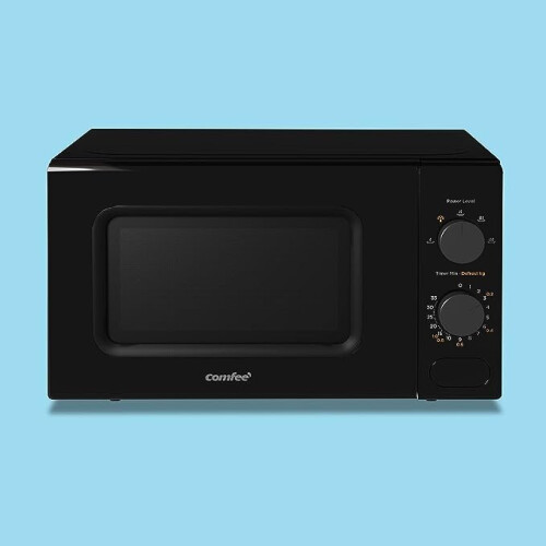 COMFEE' 700W 20L Black Microwave Oven With 5 Cooking Power Levels, Quick Defrost Function, And Kitchen Manual Timer - Compact Design CM-M202CC(BK) 1