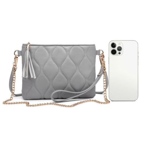 Miss Lulu (Grey) MISS LULU Small PU Leather Soft Crossbody Bag 2