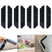 8-Pack Anti-Curl Rug Grippers, Ultra-Thin PU Gel Non-Slip Carpet Pads, Reusable & Safe for Kids & Pets