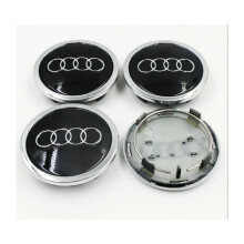 Audi 77mm Black Chrome Emblems Wheel Center Caps 4L0601170 Q5 Q7