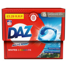 DAZ All-in-1 Pods Washing Capsules, 4 x 261g (12 Washes Each) – Deep Clean, Stain Removal, Brightening at 20C