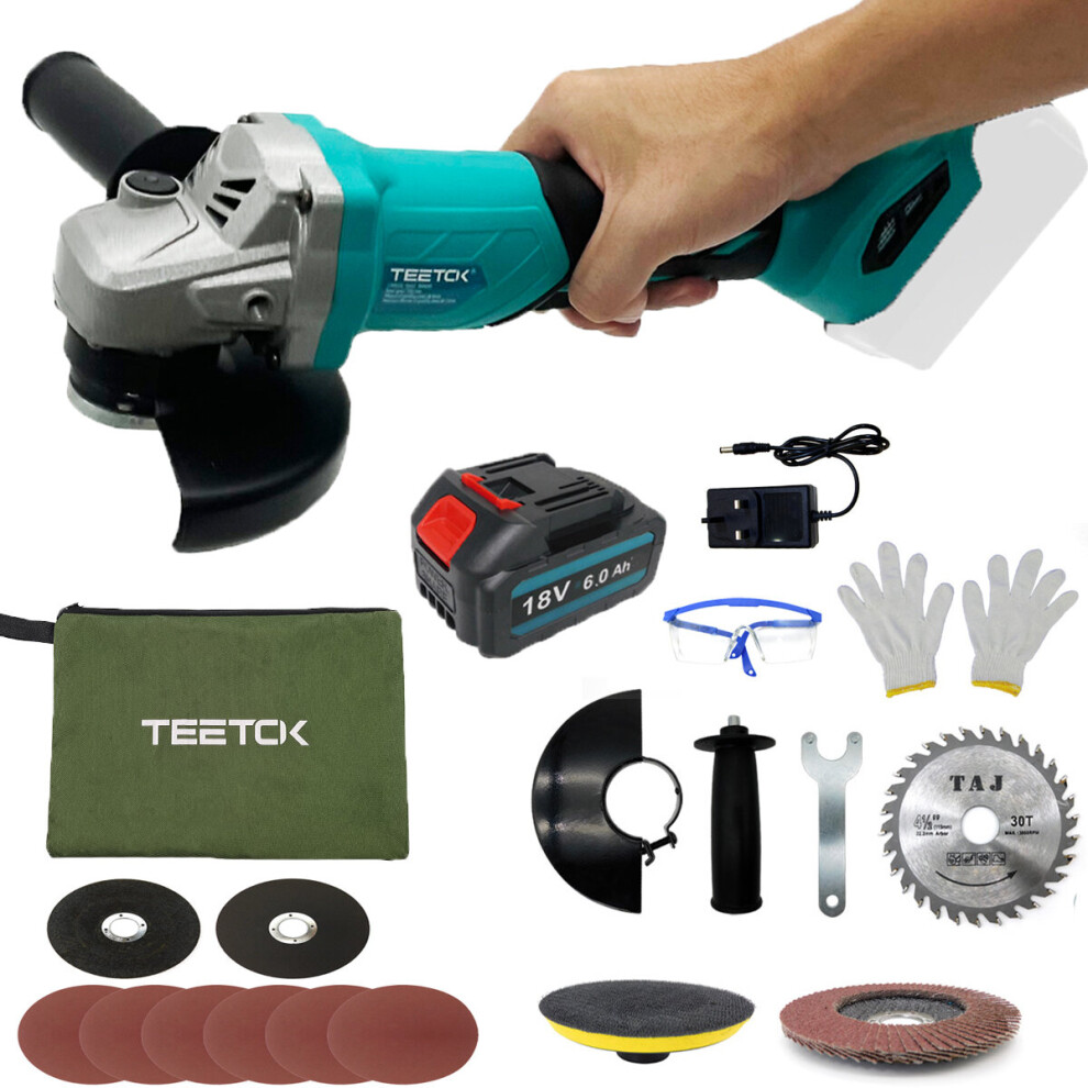 Cordless Brushless 125mm Angle Grinder+6.0A Battery+Charger-Replace For Makita DGA463