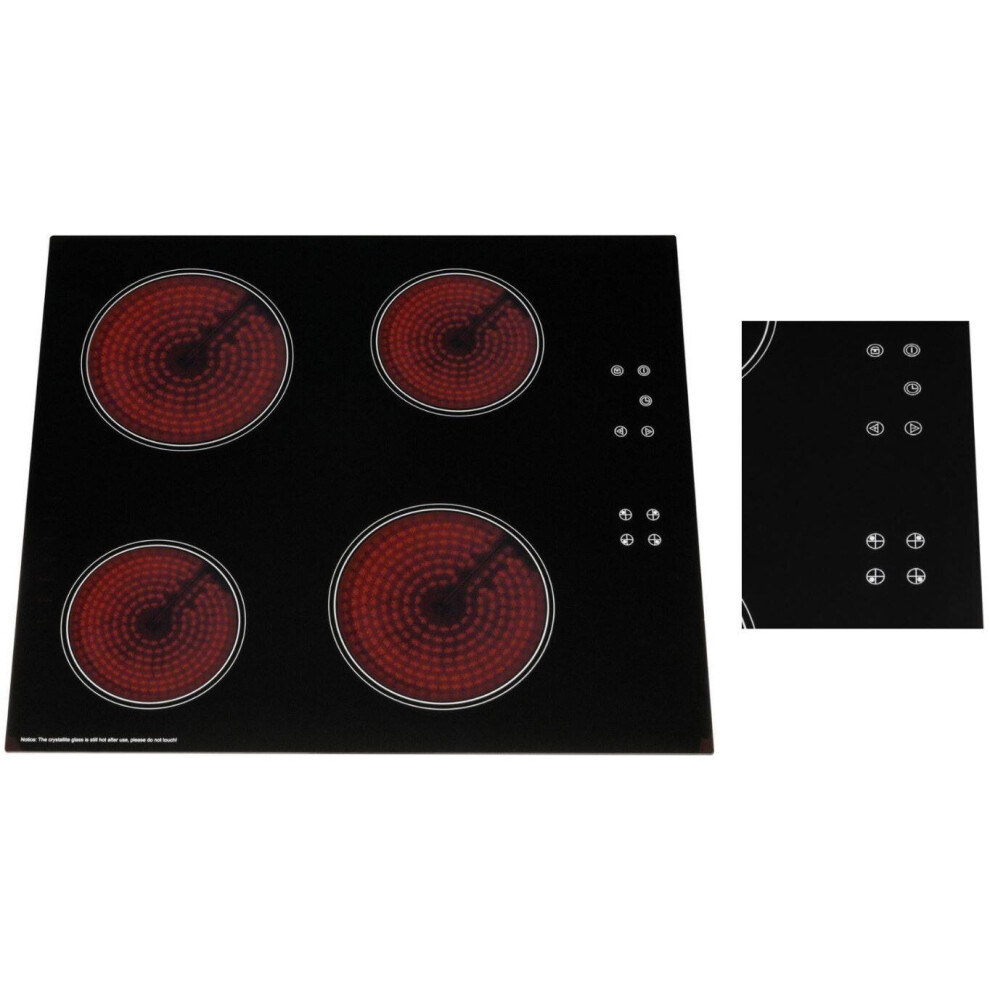 60cm Electric Ceramic Hob with 9 Power Levels, 4 Zone - CERH615BL