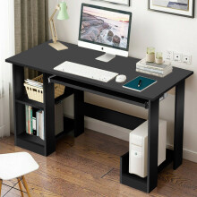 (Black) Computer Desk Home Laptop PC Table Shelves Workstation