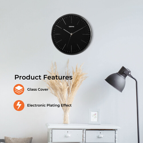GEEPAS GEEPAS Analog Wall Clock Battery Operated Silent Non-Ticking, Black 1