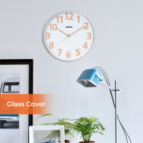 GEEPAS GEEPAS Wall Clock, 12 Non-ticking Analog Wall Clock 3D Rose Gold Dial 2