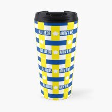 Leeds United 16oz Stainless Steel Vacuum-Insulated Tumbler Cup with Green Pattern, Leak-Proof Flip Lid, and Portable Handle