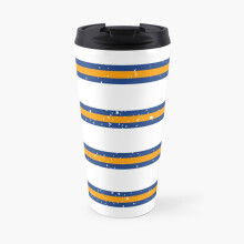 Coffee Mug  Leeds United White Yellow Blue Bar Design 16 oz Stainless Steel Vacuum Insulated Tumbler Cup