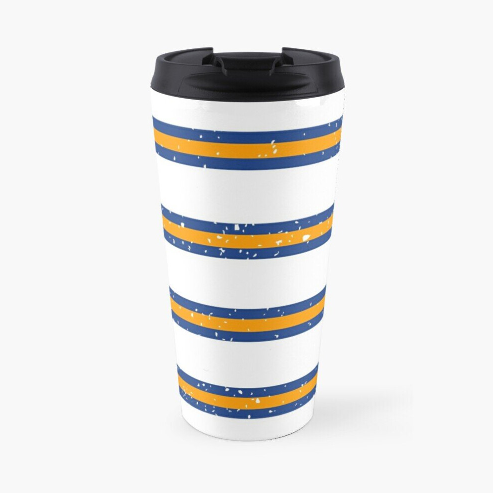 Coffee Mug  Leeds United White Yellow Blue Bar Design 16 oz Stainless Steel Vacuum Insulated Tumbler Cup