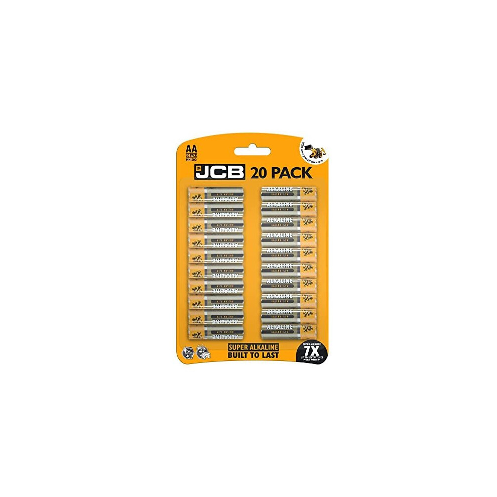 JCB, AA / LR6 1.5v Super Alkaline Batteries (Pack of 20) - up to 7 times more power