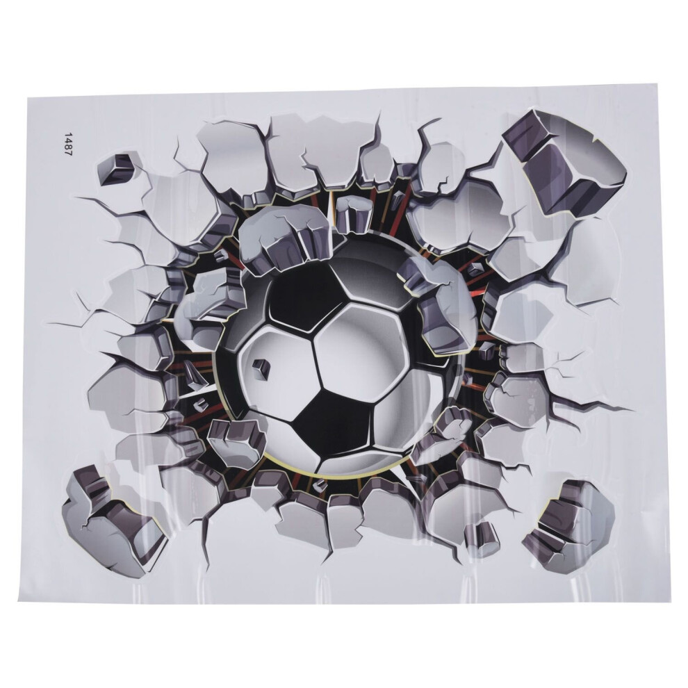 3D Football Wall Sticker PVC Art Soccer Crack Decal Boys Room Decor