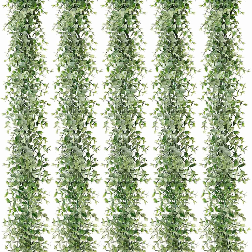 Exogio 5 Packs 30Ft Artificial Eucalyptus Garlands Greenery Vines Faux Hanging Plants For Wedding Table Backdrop Arch