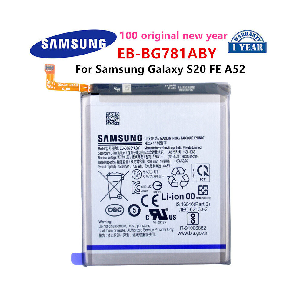Original Eb-Bg781aby 4500Mah Replacement Battery For Samsung Galaxy S20 Fe 5G Sm-G781b A52 Sm-A526/Ds 9036917330245