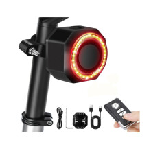 Wireless Bike Alarm with Remote Upgrade USB Rechargeable Anti Theft Vibration Motorcycle Alarm with 5 Light Mode 110db(Black)