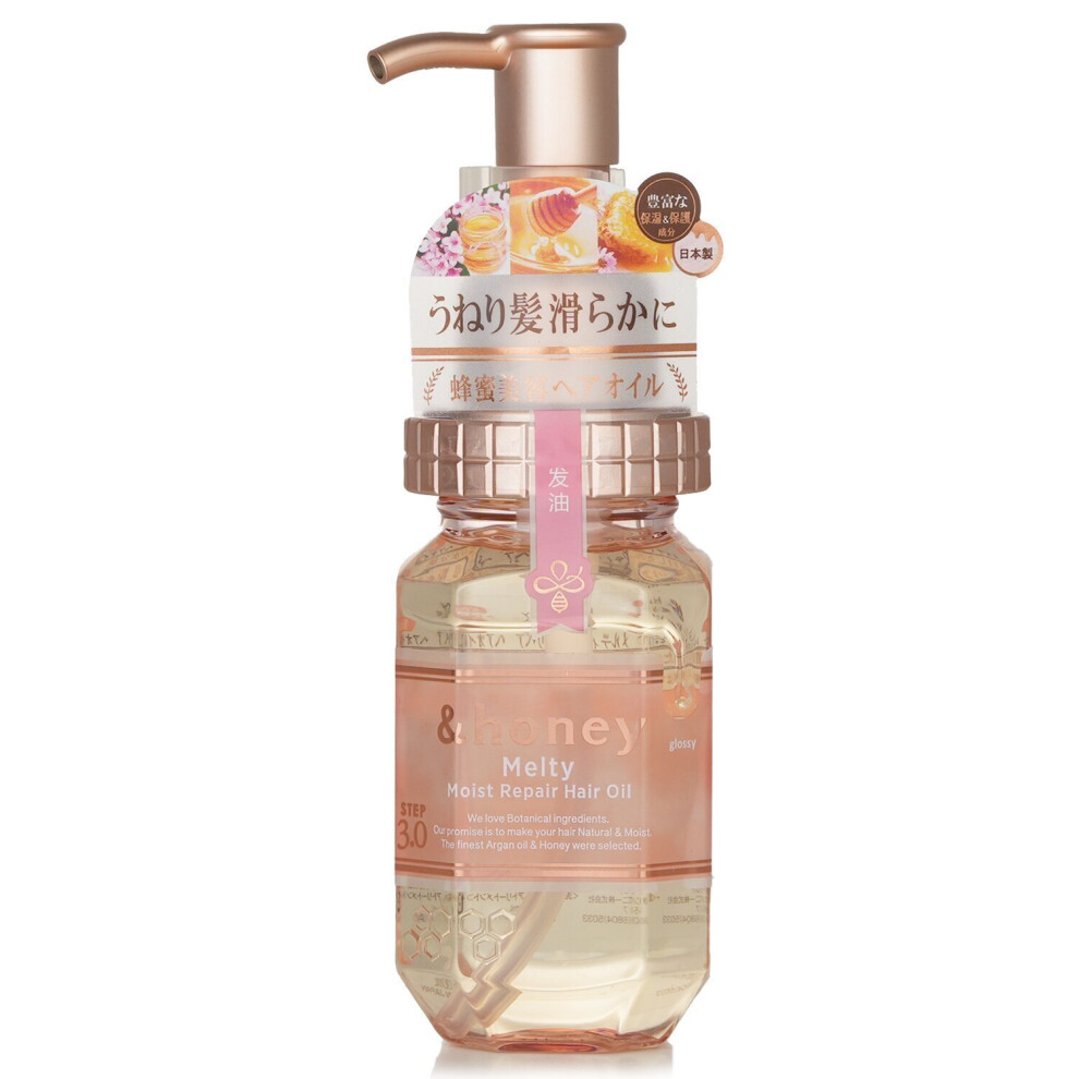 &honey Melty Moist Repair Hair Oil 892271-100ml: 14% moisture, Manuka & rose honey blend, argan oil, keratin, royal jelly & propolis; hydrates, shine