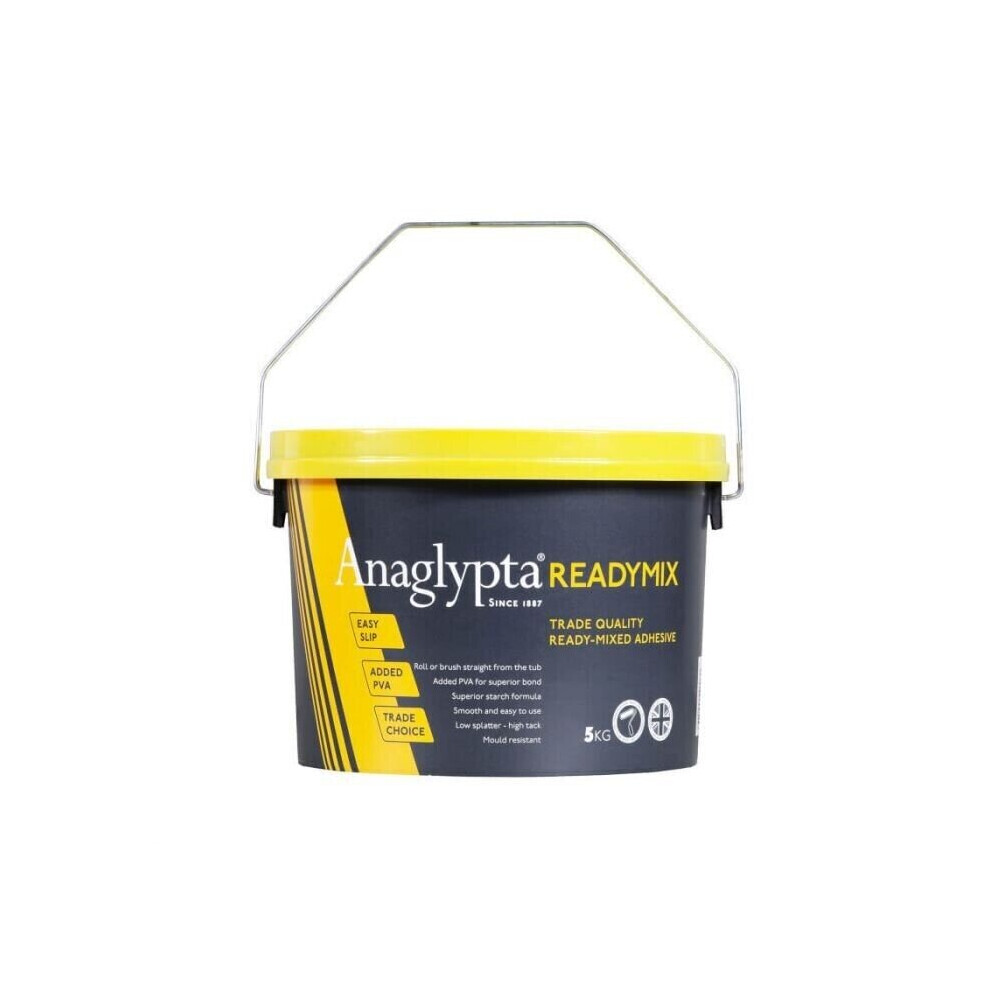 Ready Mixed Wallpaper Paste Adhesive Mix 5kg Anaglypta Added PVA Mould Resistant