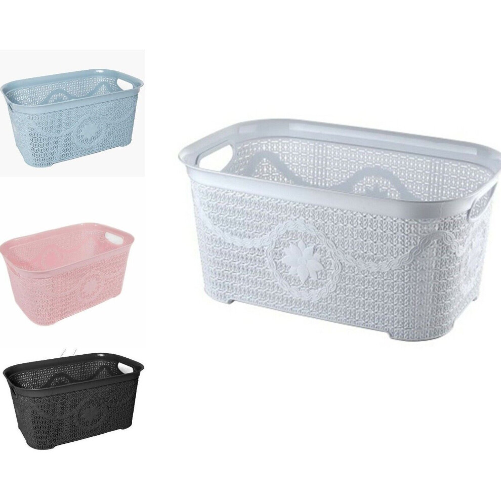 35L Plastic Washing Laundry Basket Rattan Knitted