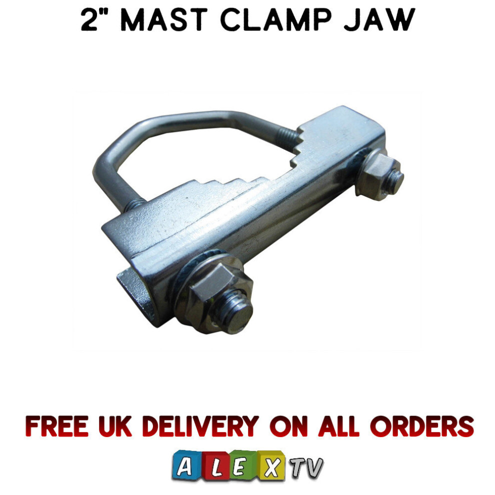 Heavy Duty 2" Inch Steel Mast Clamp Jaw V U Bolt Aerial Satellite Radio Cb Ham 3301414172961