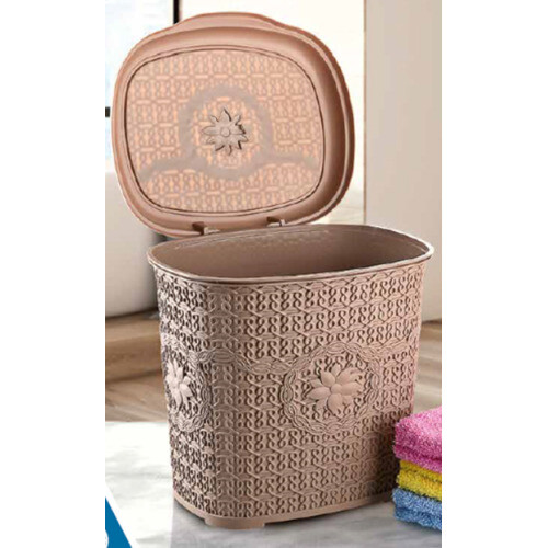 (Brown) 8L Mini Dustbin Office Bathroom Kitchen Waste Bin