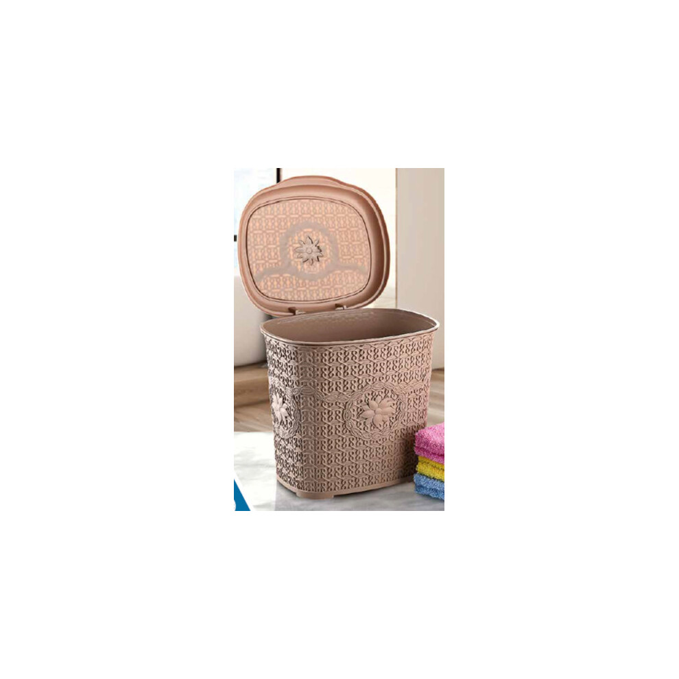 (Brown) 8L Mini Dustbin Office Bathroom Kitchen Waste Bin