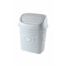 (White) 8L Mini Plastic Swing Lid Bin | Bedroom Bathroom