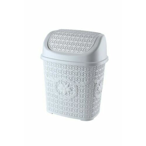 (White) 8L Mini Plastic Swing Lid Bin | Bedroom Bathroom