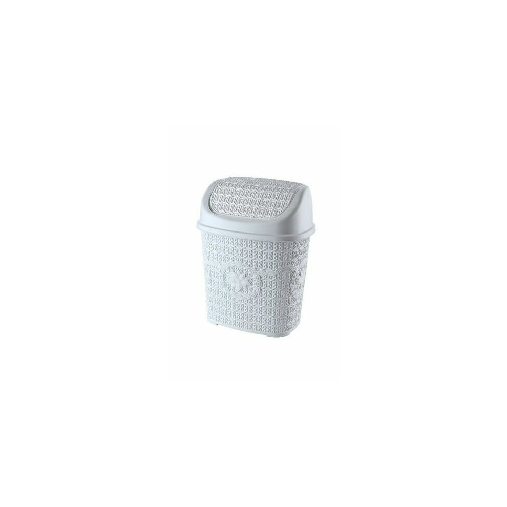 (White) 8L Mini Plastic Swing Lid Bin | Bedroom Bathroom