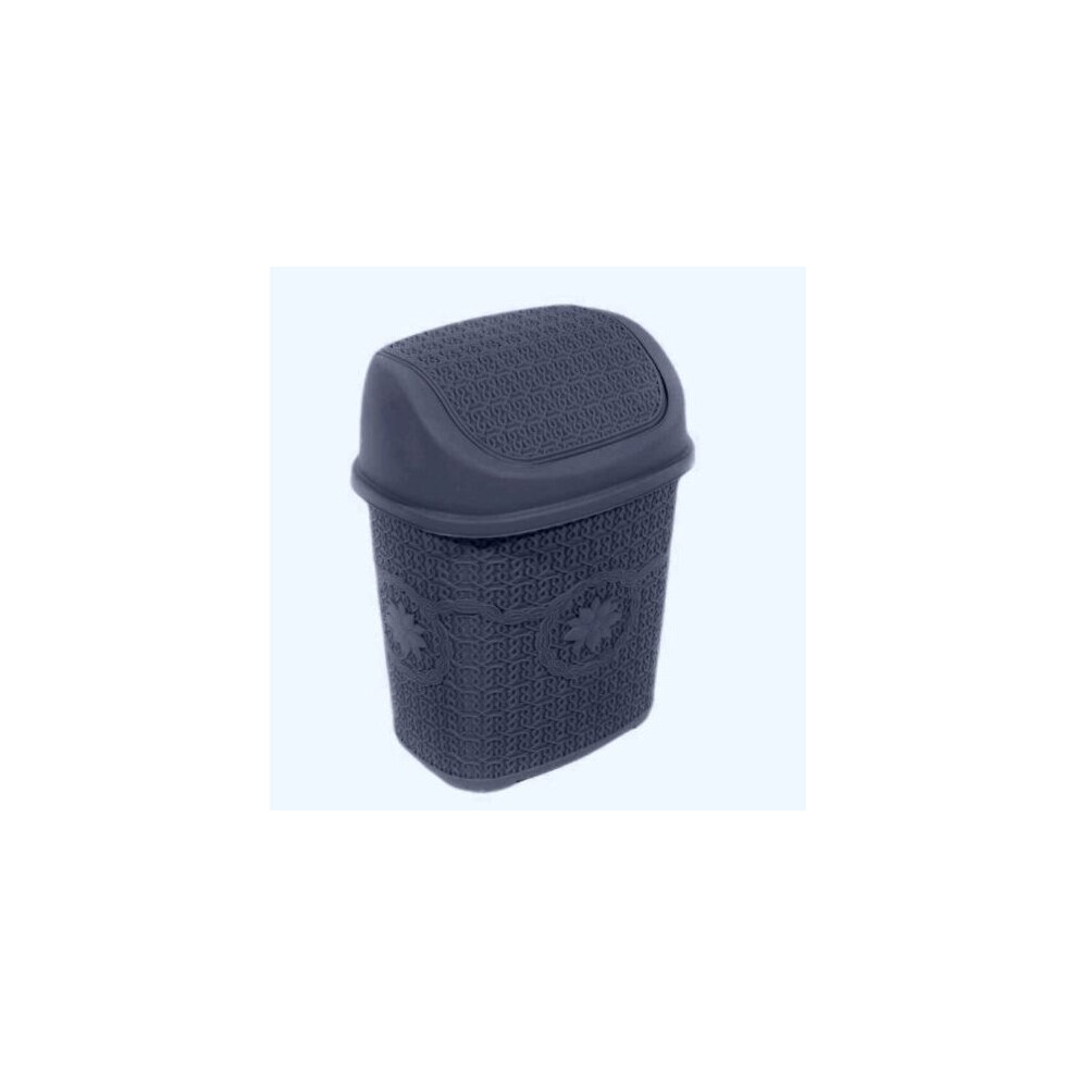 (Dark Grey) 8L Mini Plastic Swing Lid Bin | Bedroom Bathroom