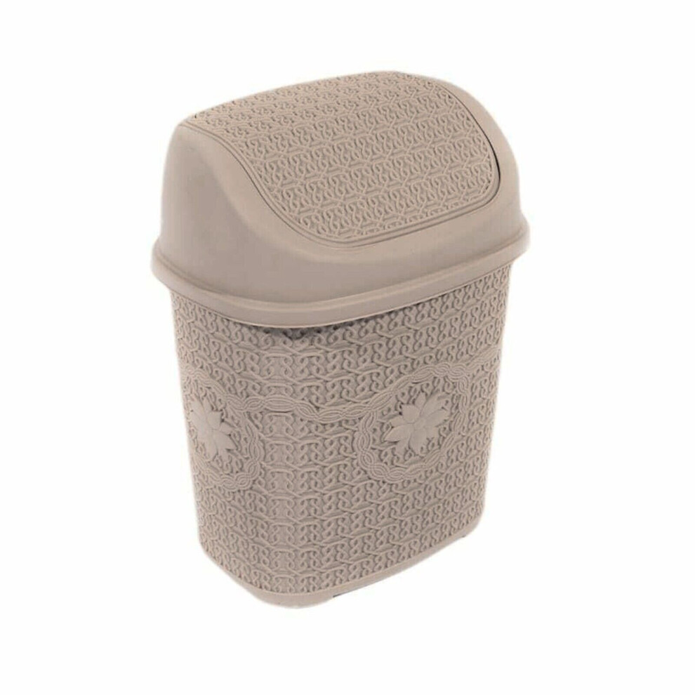 (Mocha) 8L Mini Plastic Swing Lid Bin | Bedroom Bathroom