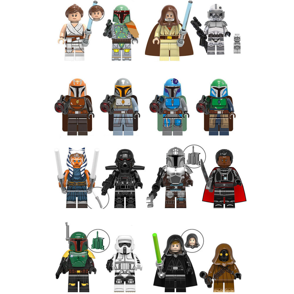 (Style C 16pcs) 16pcs Science fiction Leibo Buffett  Mandalorian puzzle puzzle block toy Minifigures  Fit Lego