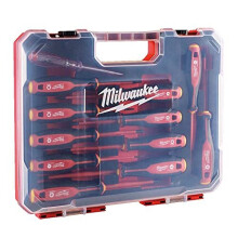 12 kpl VDE-ruuvimeisselisetti - MILWAUKEE - 4932479095 - Eristetty 10 000 V - Tri-Lobe-kahvat - Kova laukku