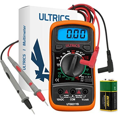 Digital Multimeter, Voltmeter Ammeter Ohmmeter Circuit Checker with Backlight LCD Test Leads, Portable Multi Tester Measures OHM AC DC Voltage Current