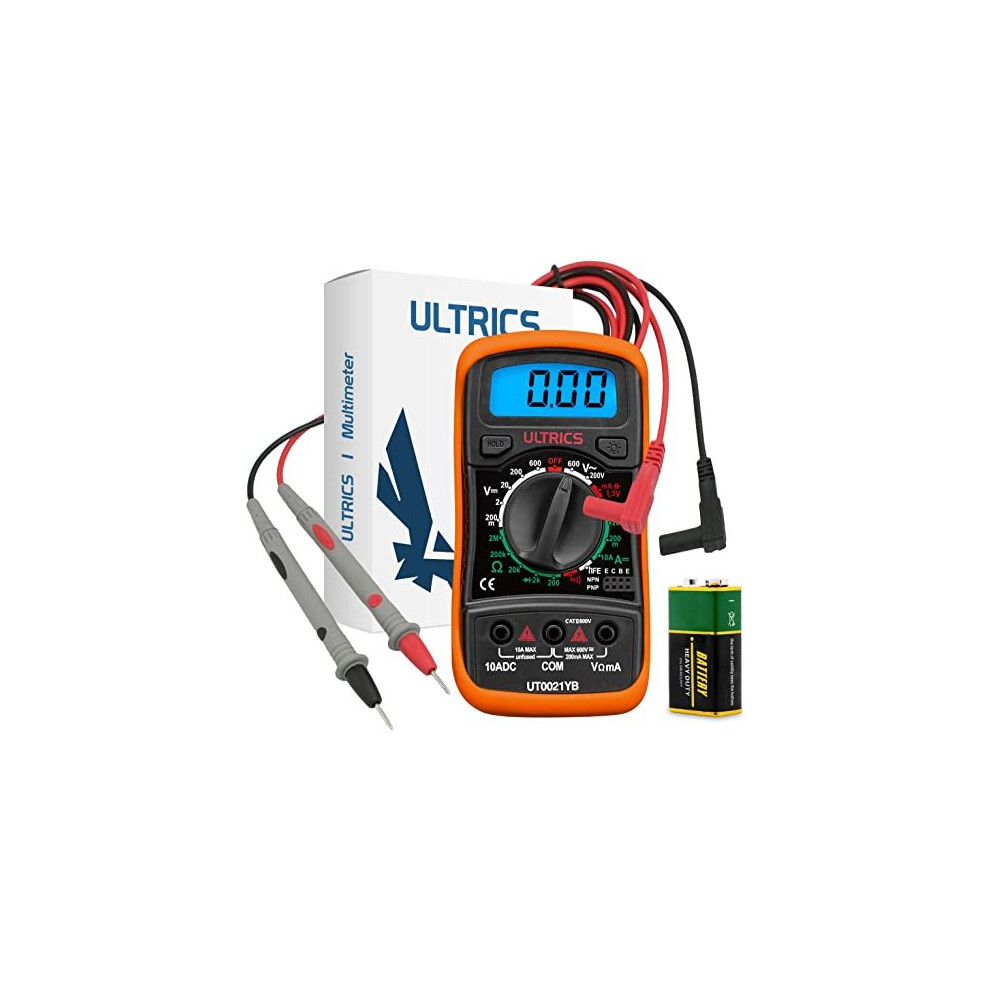 Ultrics Digital Multimeter, Voltmeter Ammeter Ohmmeter Circuit Checker With Backlight Lcd Test Leads, Portable Multi Tester Measures Ohm Ac Dc Voltage Current