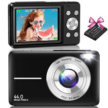 Digital Camera,Amdeurdi FHD 1080P 44MP Compact Camera,Vlogging Camera with 16X Digital Zoom for Students, Children,Beginners with 1 Battery - Black