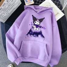 (Purple, 3XL) Hoodie Kuromi Kawaii Grunge Gothic Punk Cartoon Print Loose Harajuku Tops