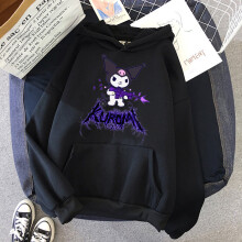 (Black, M) Hoodie Kuromi Kawaii Grunge Gothic Punk Cartoon Print Loose Harajuku Tops
