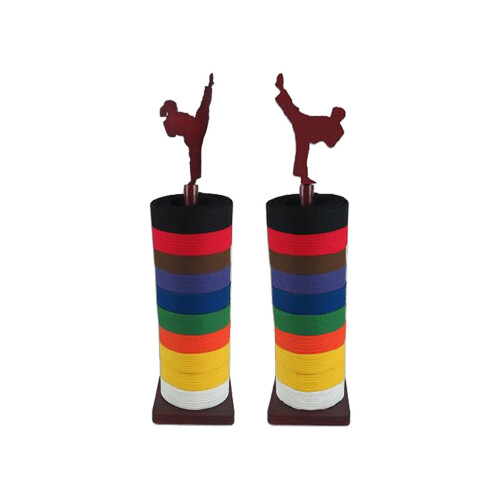 ROUND BELT DISPLAY STAND WITH GIRL/BOY TKD FIGURE