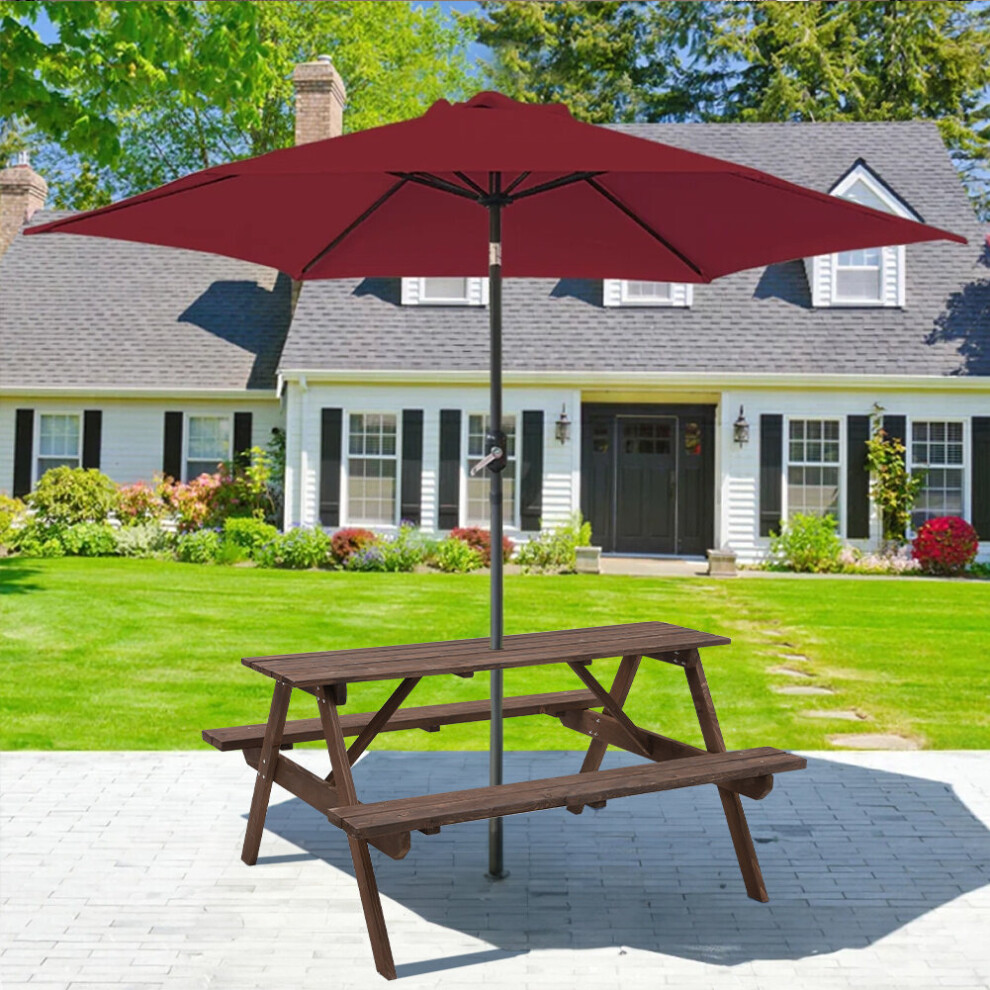 Solid Wood Rectangle Picnic Table and Bench Set