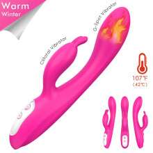 G-Spot Vibrators Rabbit Vibrator with Heating Function, Rose Adult Sex Toy for Women Dual Stimulation for Clitoris & G-spot Pleasure