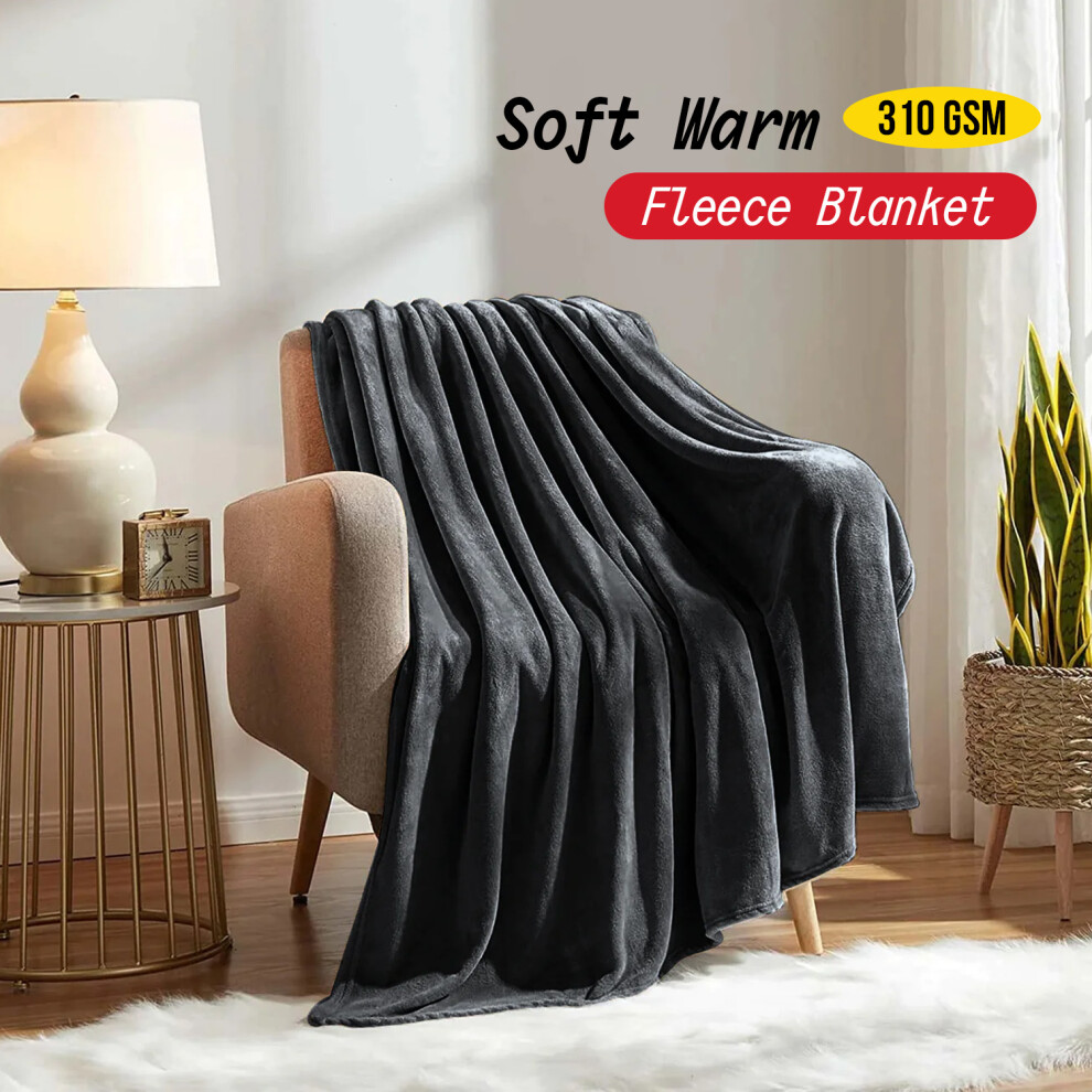 (Single Blanket) Black Blankets For Sofa Bed Fleece Throw Soft Warm