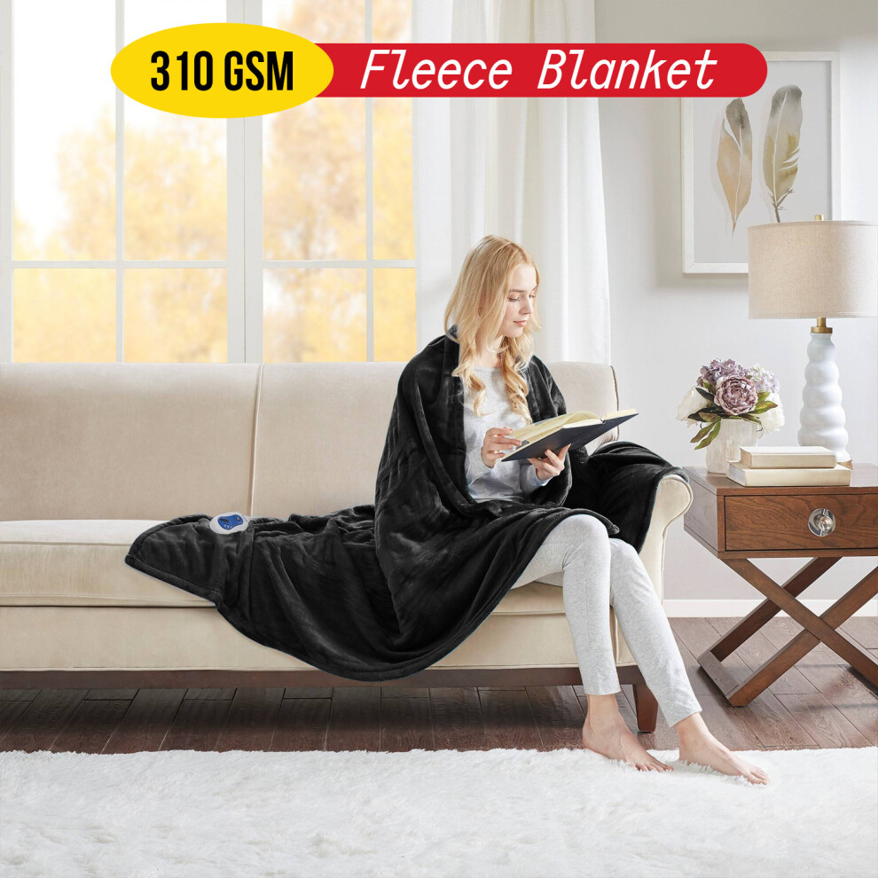 (Super King Blanket) Black Blankets Throw Warm Soft Plush Fleece Blanket